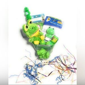 Kids Green Frog Themed Birthday Easter Baby Shower Gift Basket for Boys Girls